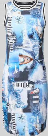 Marc Cain Knielanges Kleid im Allover-Look in Sky, Gr&ouml;&szlig;e 38