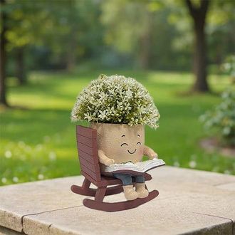 No Brand Macetas Con Forma De Mecedora Y Carita Sonriente, Jardineras Para Interior/exterior Y Macetas Para Suculentas, Regalo Ideal Para El D&iacute;a De La Madre/cu