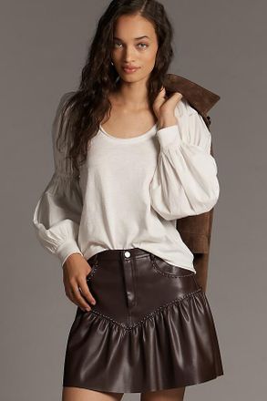 Pilcro Banded Puff-Sleeve Cotton Top