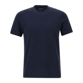 Emporio Armani Tops, Heren, Blauw, XL, Katoen, T-Shirt