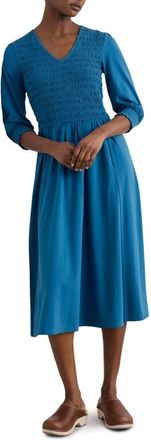 Seasalt Cornwall Sea Sound Smocked Midi Dress in Shore at Nordstrom, Size 10 Us