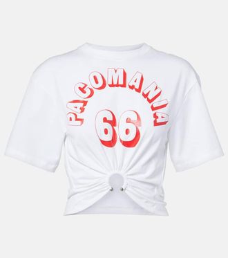 Paco Rabanne Printed cropped cotton-blend T-shirt