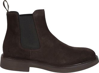 Doucal's Flat Suede Elastic Side Panels Ankle Boots