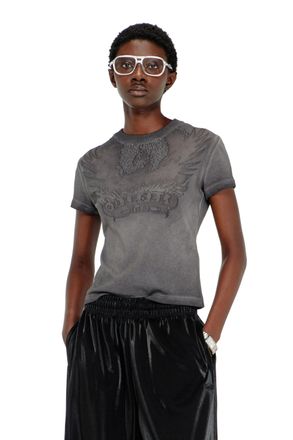 Diesel Slim T-shirt with d&eacute;vor&eacute; Phoenix - T-Shirts - Woman - Grey