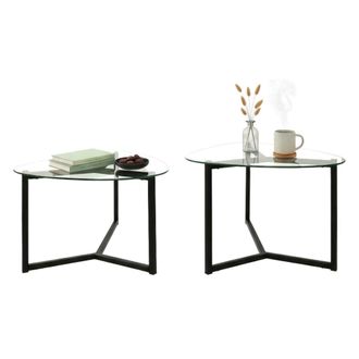 Dmora Dmora - Mesa De Caf&eacute; Lunaria, Mesa De Centro Baja, Revistero Para Sof&aacute;, Estante De La Sala De Estar, 82x58h40 Cm, Negro, Con Embalaje Reforzado