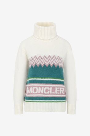 Moncler Weicher Jacquard-Rollkragenpullover mit Logomotiv