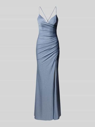 Mascara Abendkleid mit Gehschlitz und Herz-Ausschnitt in Hellblau, Gr&ouml;&szlig;e 44