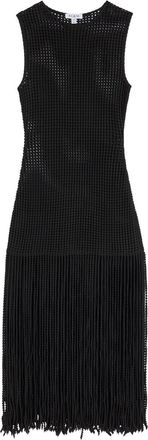 Alaia Fringed Open-knit Midi Dress - Black - 38 (UK10 / S)