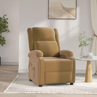 vidaXL Sill&oacute;n De Masaje El&eacute;ctrico Terciopelo Marr&oacute;n Vidaxl