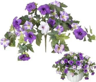 OEM Planta De Petunia Artificial, 12 Petunias, Flores Artificiales Naranjas, Plantas Falsas, Decoraci&oacute;n De Jard&iacute;n Para El D&iacute;a Del Rey