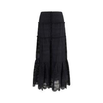 Isabel Marant Paoline Long Cotton Skirt - Skirts - Mujer - Negro - S