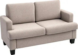 HOMCOM 138 cm Chenille Fabric Loveseat Sofa with S-springs - Tan | TJ Hughes