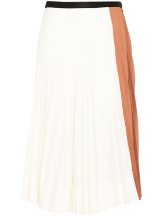 Plan C high-waist pleated skirt - women - Polyester/Cotton - 44 - Neutrals