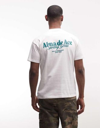 Alma de Ace Sporting Goods - T-shirt bianca con stampa del logo sul retro-Bianco