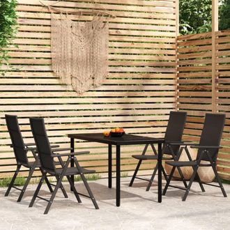 vidaXL Juego De Comedor Para Jard&iacute;n 5 Piezas Negro Vidaxl