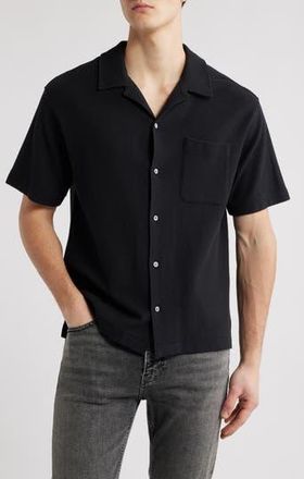 Frame Denim Relaxed Jacquard Camp Shirt in Black at Nordstrom Rack, Size Medium