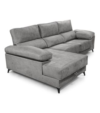 Home Heavenly Sof&aacute; Chaise Longue derecho con arc&oacute;n gris oscuro 101 x 293 x 167 cm