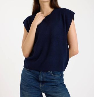 Brodie Tabby Cashmere Tank Top In Navy