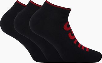 HUGO BOSS Mens 3 Pack of Logo Ankle Socks - Black - Size: 6/6.5/7/8/7.5/8.5/9/9.5/10/10.5/11