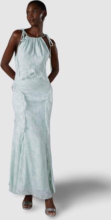 Coast Jacquard Halter Neck Frill Maxi Dress in Mint at Nordstrom, Size 12