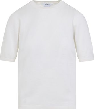 Max Mara Womens Gerico Ss Knit T-shirt - White Wool - Size X-Small
