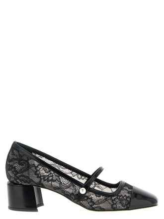 Jimmy Choo London Black Tencel Mid Heel Womens Pumps