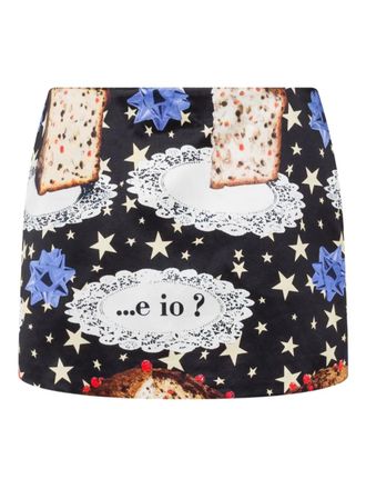 Moschino printed mini skirt - women - Cotton/Viscose - 48 - Black
