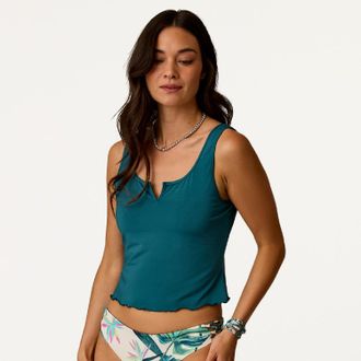 Carve Designs Womens Vida Notchneck Tankini Swimsuit Top Green XXL