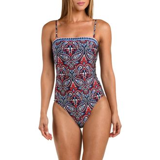 Sunshine 79 Americana Paisley Print One-Piece Swimsuit in Blue Multi at Nordstrom, Size 10