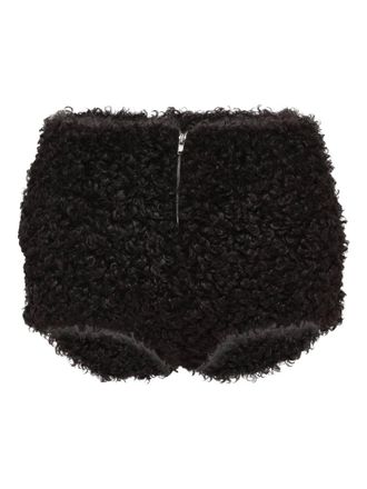 pushBUTTON faux-fur shorts - women - Artificial Fur - S - Black
