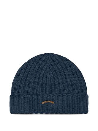 Paul & Shark ribbed beanie hat - men - Virgin Wool - One Size - Blue
