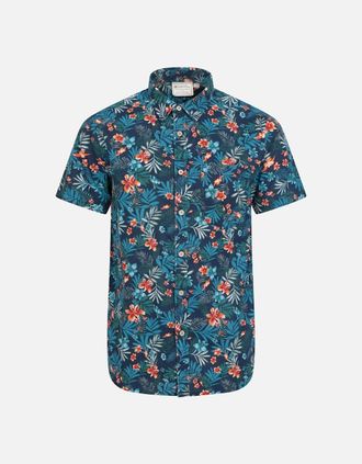 Mountain Warehouse Mens Mountain Warehouse Mens Tropical Floral Short-Sleeved Shirt - Navy - Size: 46/Regular