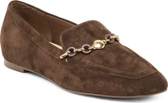 Dolce Vita Kiala Embellished Raffia Loafer in Dark Brown Suede at Nordstrom, Size 6.5