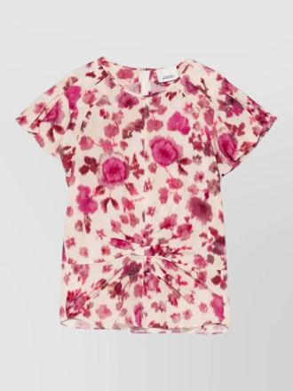 Isabel Marant silk floral print knotted short sleeve top