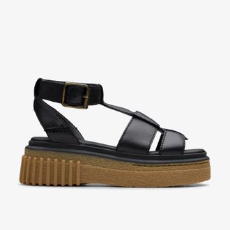 Clarks Evamar Zwarte Leren Sandalen