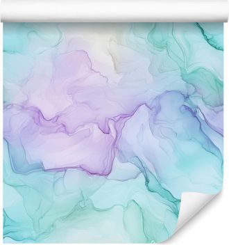 OEM Carta Da Parati Ink Color Celadon, Azzurro E Lavanda Per Soggiorno E Camera Da Letto, 50x1000 Cm