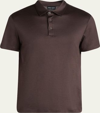 Giorgio Armani Mens Silk and Cotton Polo Shirt