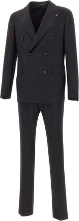 Tagliatore Vesuvio Double-Breasted Suit - male - Tagliatore - Double Breasted Suits - Black - XL - Suits