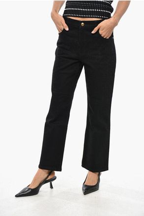 Tory Burch Dark Wash Jeans with Golden Effect Button 20cm size 27