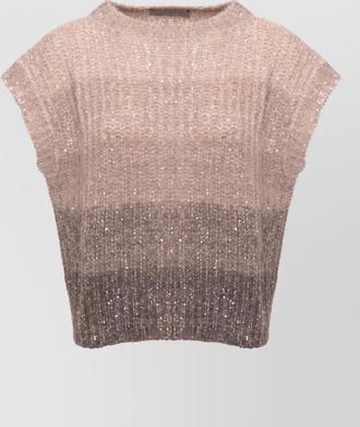 D.exterior sequinned ribbed knit vest