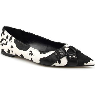 Zigi Soho Hilo Pointed Toe Flat in Black White Calf Hair at Nordstrom, Size 10
