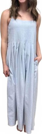 Wishlist Cotton Pleated Bust Midi Dress In Blue