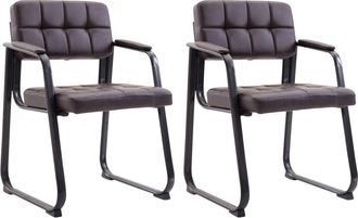 Clp Set de 2 sillas con patas de metal y asiento en Simil cuero Marrón