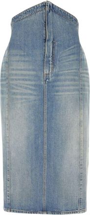 Alexander McQueen Gonna midi denim - Blu
