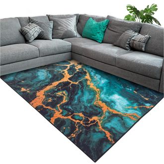 OEM Alfombra Moderna Novo Strado Para Sal&oacute;n, Estampado M&aacute;rmol, Terciopelo, Malaquita, 200x200