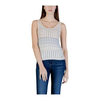 Guess Sleeveless Tops, female, Beige, Size: XS Sleeveless Round Neck Tank-Top