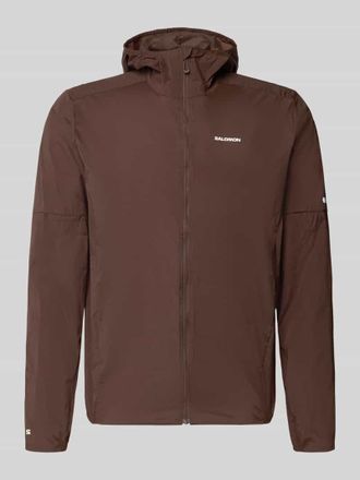 Salomon Windbreaker mit Kapuze und Logo Modell SENSE AERO in Dunkelbraun, Gr&ouml;&szlig;e XXL