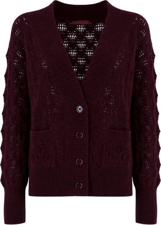 Ermanno Scervino Openwork V-neck Cardigan - Dames - Vesten - Rood - S - Truien & Vesten