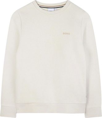 HUGO BOSS Kids Sweatshirts, male, Beige, 10 Y, Logo Print Sweatshirt