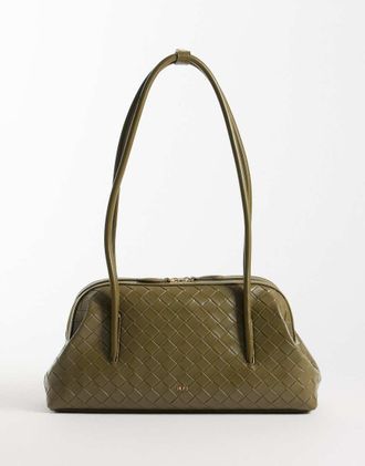 JW PEI Aveline borsa a spalla intrecciata color oliva-Verde